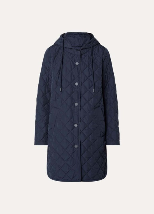 Max Mara Derio gewatteerde jas met capuchon - voorkant donkerblauw
