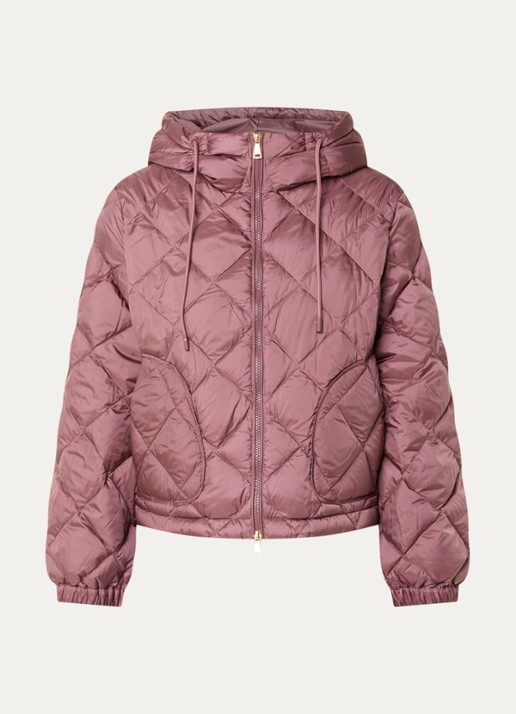 Max Mara Deris gewatteerde jack met quiltpatroon - voorkant taupe