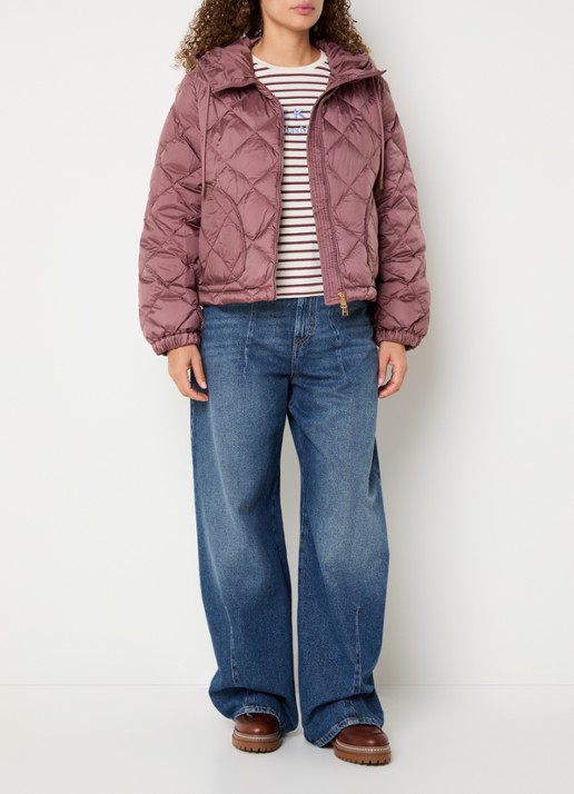 Max Mara Deris gewatteerde jack met quiltpatroon - voorkant 2 taupe