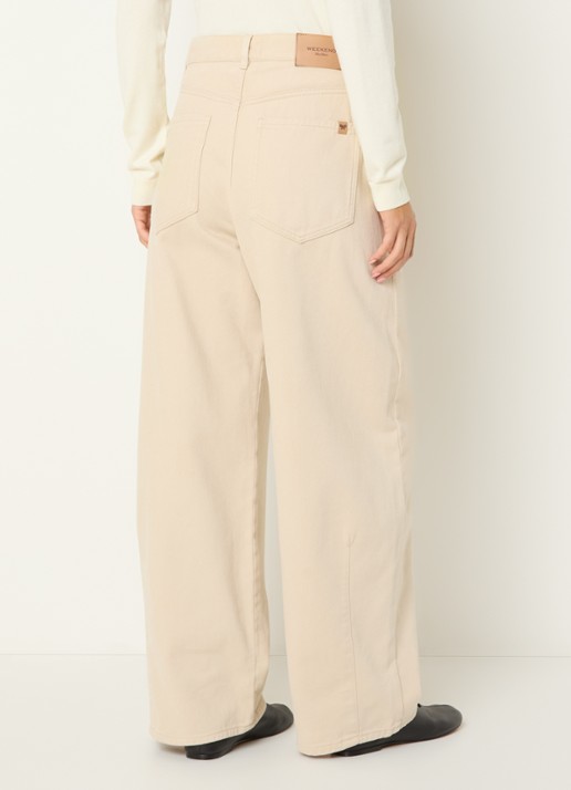Max Mara Dordine high waist wide fit broek met steekzakken - achterkant creme