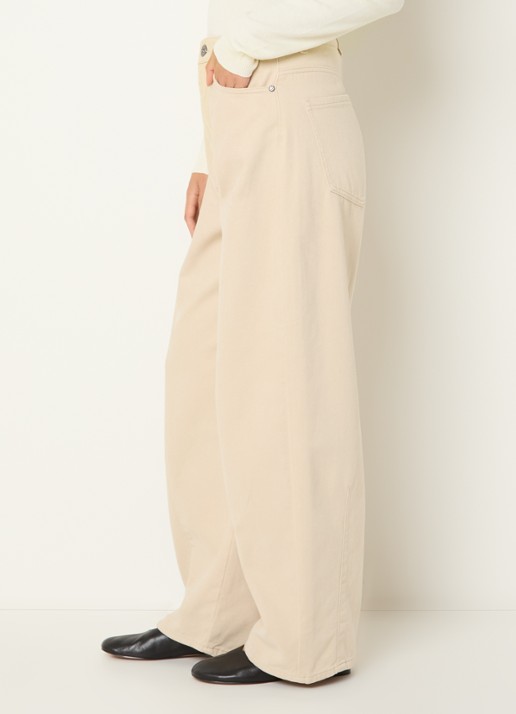 Max Mara Dordine high waist wide fit broek met steekzakken - detail 5 creme