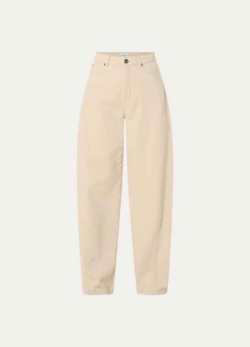 Max Mara Dordine high waist wide fit broek met steekzakken - voorkant 2 creme