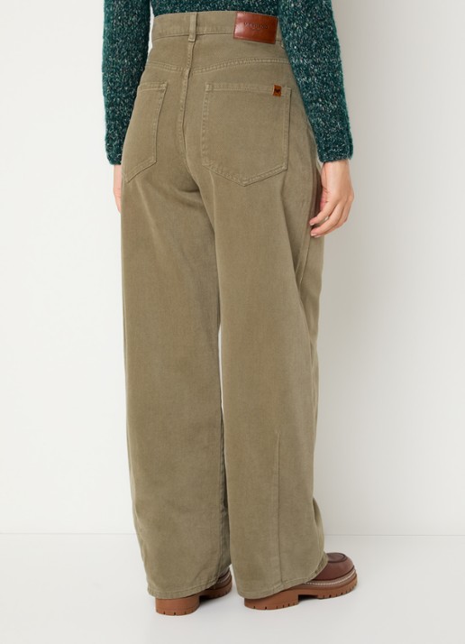 Max Mara Dordine high waist wide fit broek met steekzakken - achterkant khaki