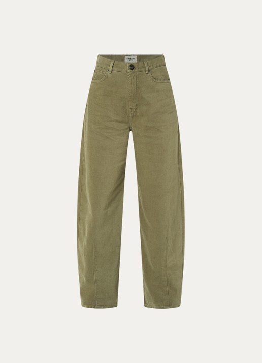 Max Mara Dordine high waist wide fit broek met steekzakken - voorkant 4 khaki