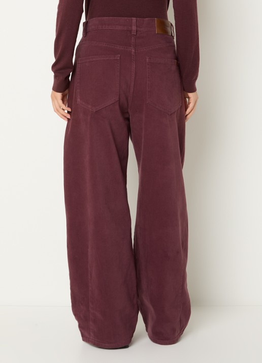 Max Mara Dordine high waist wide fit broek met steekzakken - achterkant bordeauxrood