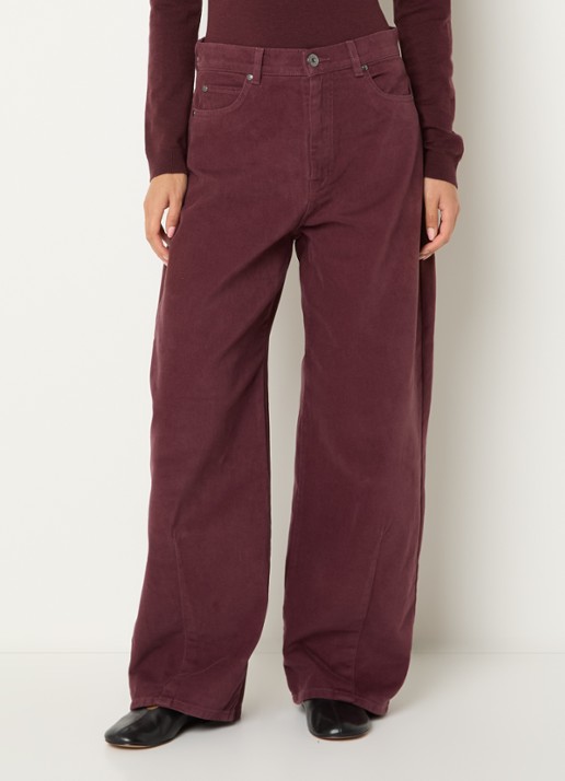 Max Mara Dordine high waist wide fit broek met steekzakken - detail 2 bordeauxrood