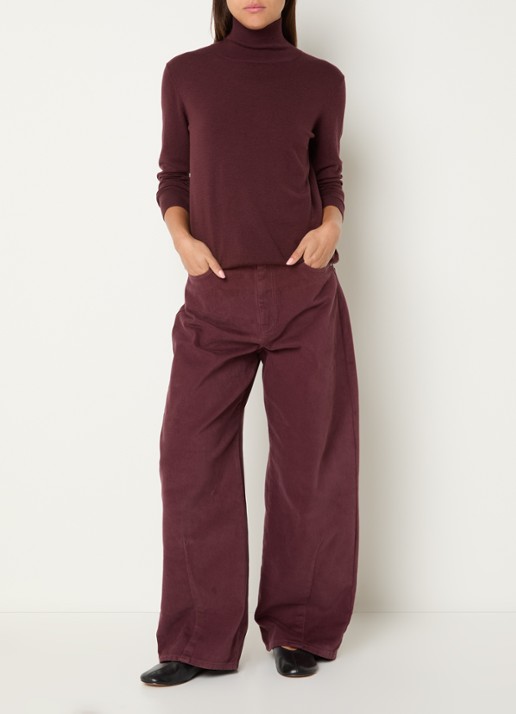 Max Mara Dordine high waist wide fit broek met steekzakken - voorkant 5 bordeauxrood