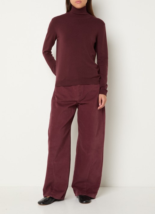 Max Mara Dordine high waist wide fit broek met steekzakken - voorkant 2 bordeauxrood