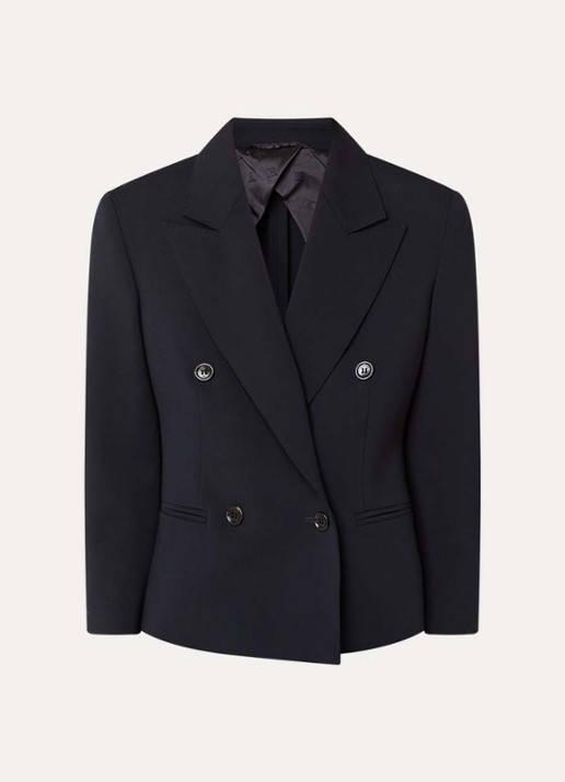 Max Mara Dorico double-breasted blazer van wol met schoudervulling - voorkant 3 donkerblauw