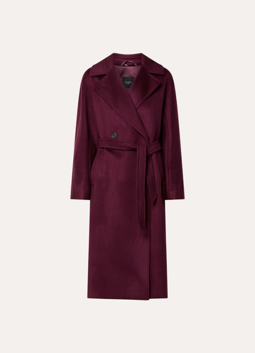 Max Mara Double-breasted blazer van wol met ceintuur - voorkant 3 bordeauxrood