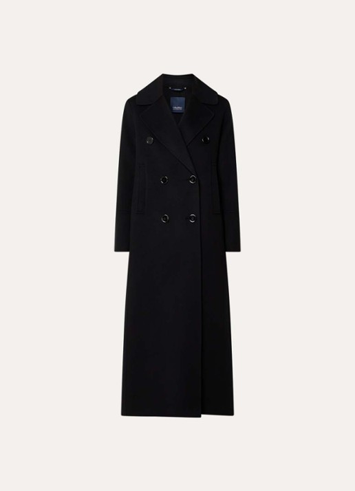 Max Mara Double-breasted mantel van wol met steekzakken - voorkant 2 zwart