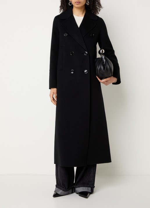 Max Mara Double-breasted mantel van wol met steekzakken - voorkant 3 zwart