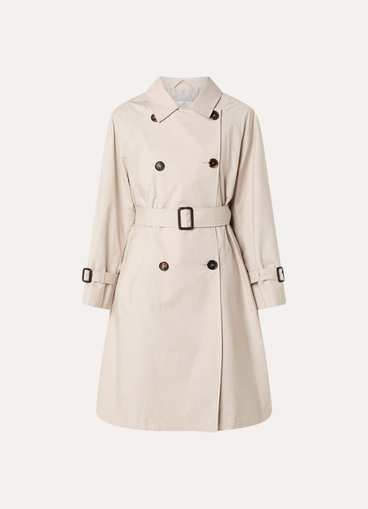 Max Mara Double-breasted trenchcoat met strikceintuur - voorkant 2 beige