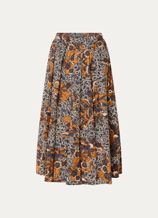 Max Mara Duomo midi rok met print en steekzakken - voorkant oranje