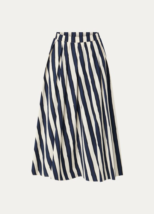 Max Mara Duomo midi rok met print en steekzakken - voorkant 2 donkerblauw