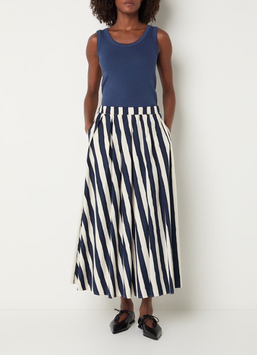Max Mara Duomo midi rok met print en steekzakken - voorkant 3 donkerblauw