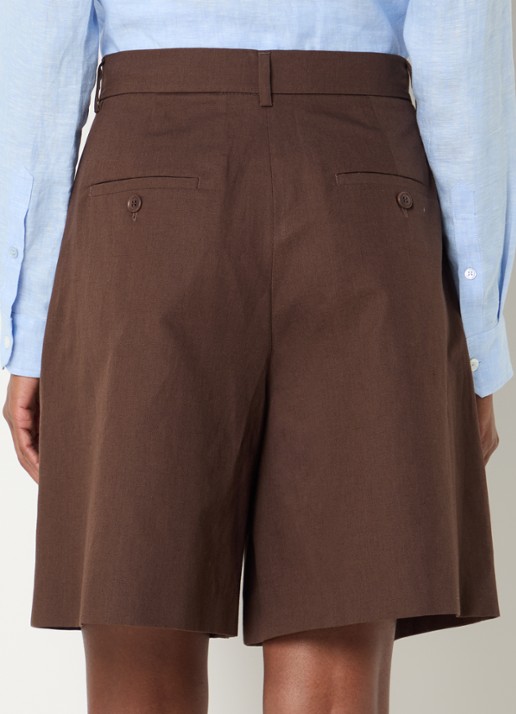 Max Mara Ecuba high waist straight fit korte broek in linnenblend - achterkant 4 bruin