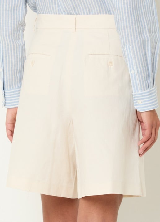 Max Mara Ecuba high waist straight fit korte broek in linnenblend - achterkant gebroken wit