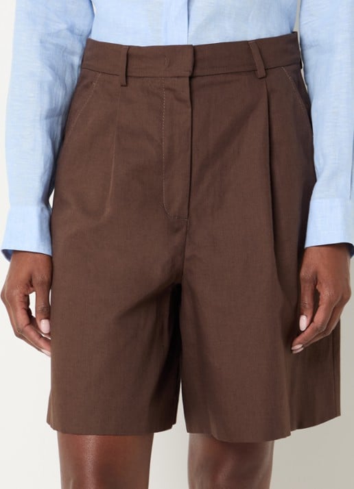 Max Mara Ecuba high waist straight fit korte broek in linnenblend
