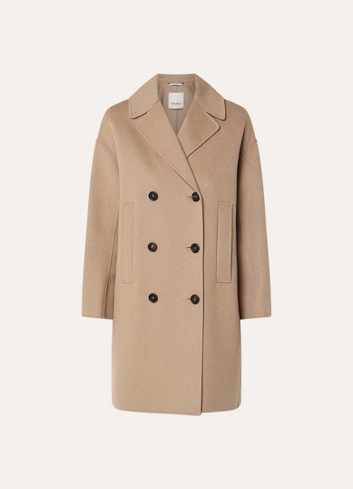 Max Mara Eden double-breasted mantel van scheerwol met steekzakken - voorkant 2 beige