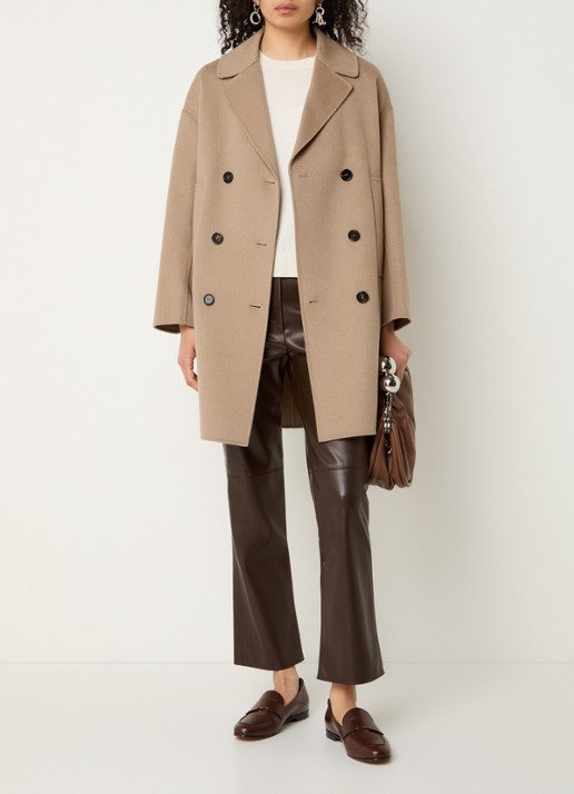 Max Mara Eden double-breasted mantel van scheerwol met steekzakken - voorkant 3 beige