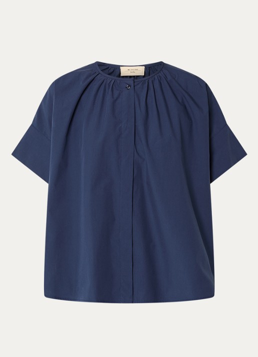 Max Mara Educata tuniek met ronde hals - voorkant 2 donkerblauw
