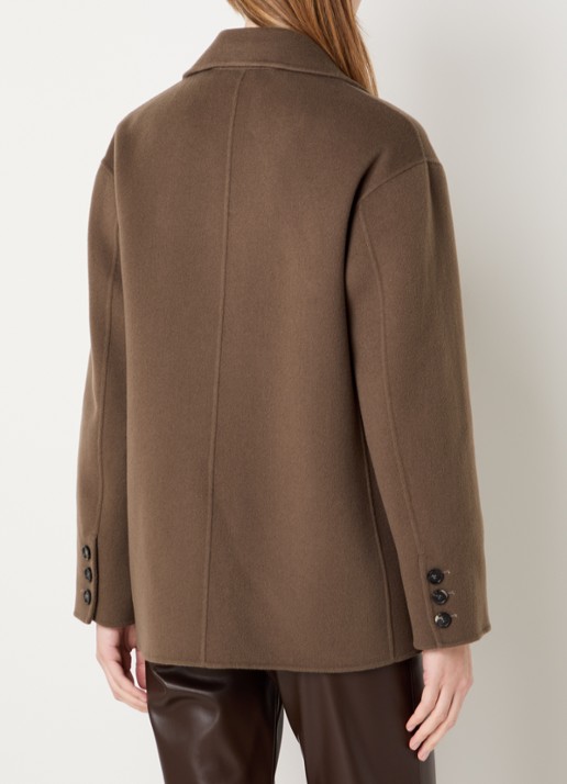 Max Mara Elfi mantel van scheerwol met steekzakken - achterkant 4 lichtbruin