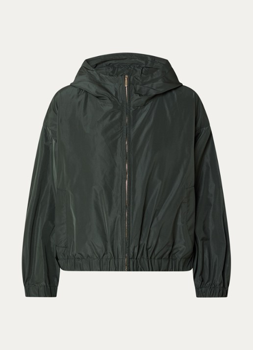 Max Mara Eliseo jack met capuchon en waterafstotende coating - voorkant 2 donkergroen