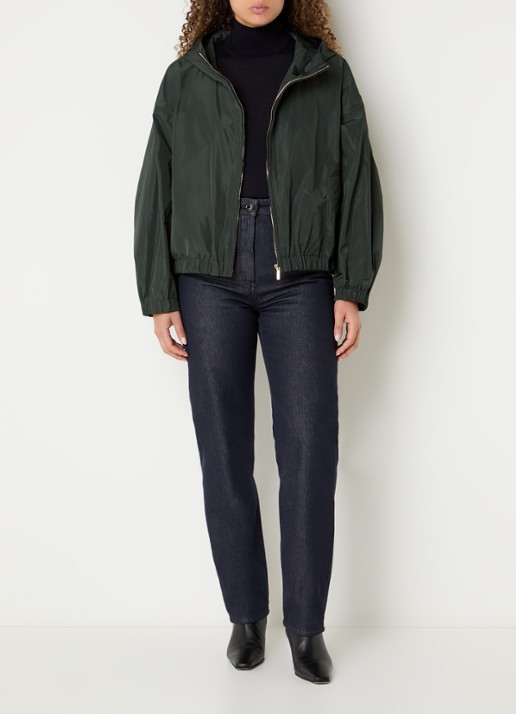 Max Mara Eliseo jack met capuchon en waterafstotende coating - voorkant 3 donkergroen
