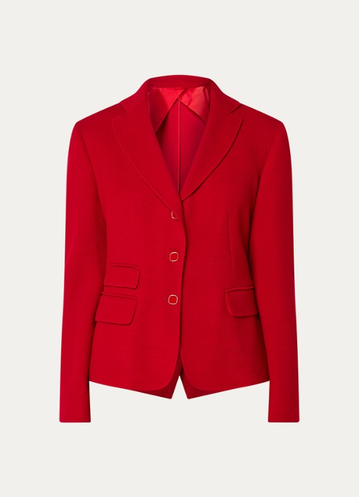 Max Mara Emiro blazer in scheerwolblend met klepzakken - voorkant rood