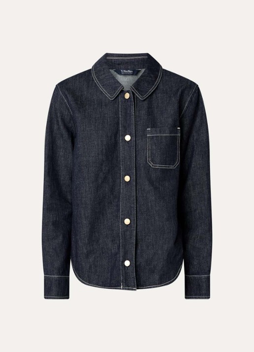 Max Mara Enfasi blouse van denim - voorkant 3 indigo