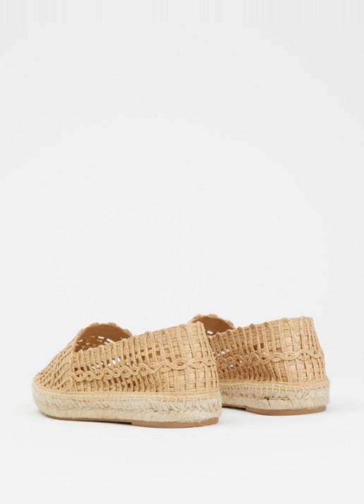 Max Mara Espadrille met opengewerkt dessin - achterkant camel