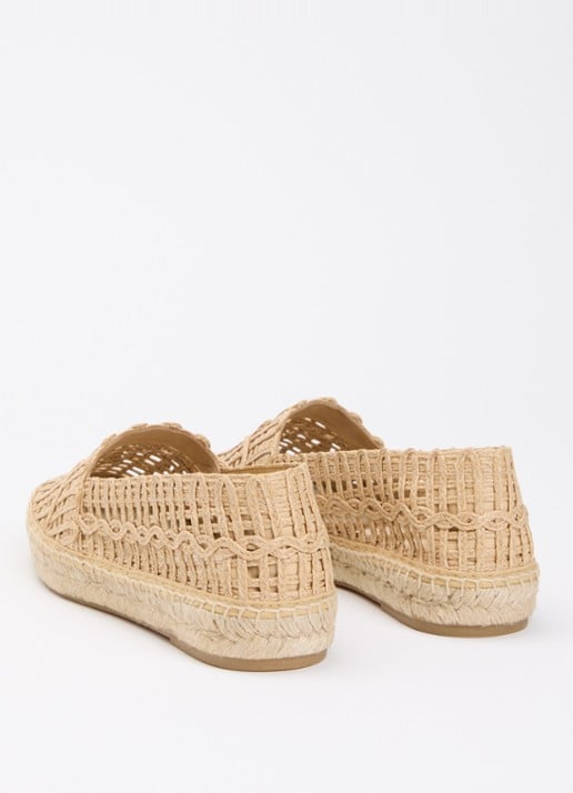 Max Mara Espadrille met opengewerkt dessin - achterkant 2 camel