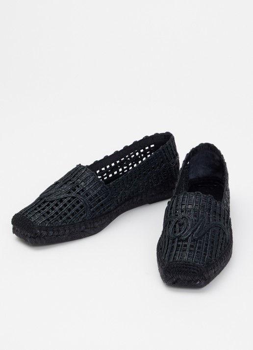 Max Mara Espadrille met opengewerkt dessin - detail zwart