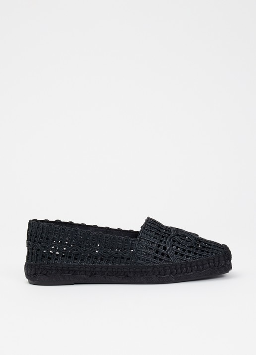 Max Mara Espadrille met opengewerkt dessin - voorkant 5 zwart
