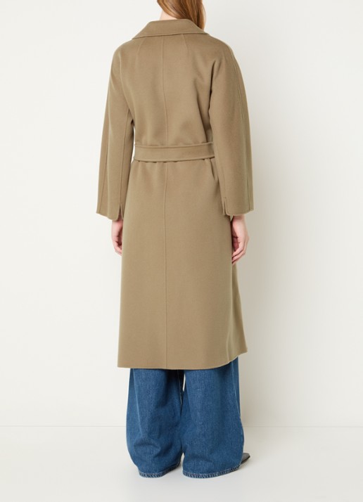 Max Mara Esturia mantel van scheerwol met strikceintuur  - achterkant 4 camel