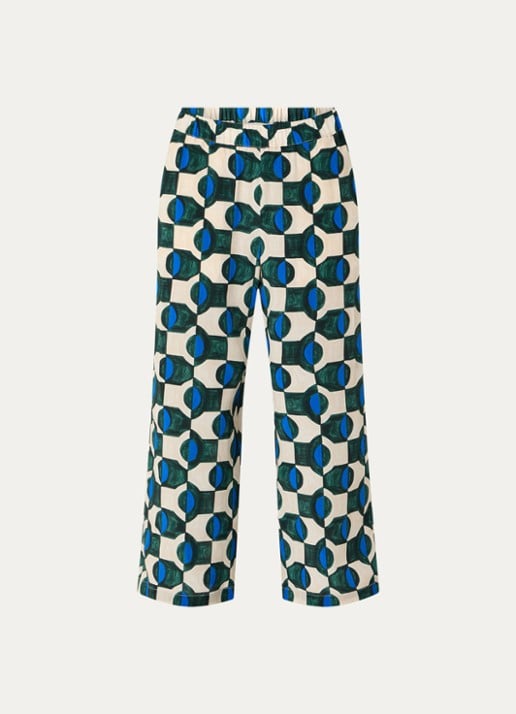 Max Mara Eusebio high waist wide fit broek van zijde met print - voorkant 3 donkergroen