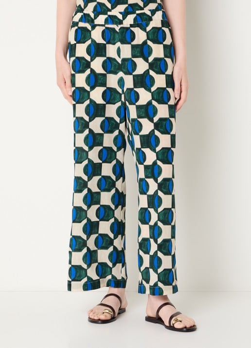 Max Mara Eusebio high waist wide fit broek van zijde met print