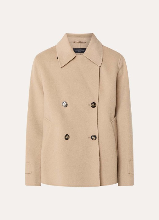 Max Mara Fantino double-breasted mantel van scheerwol met steekzakken - voorkant 2 camel
