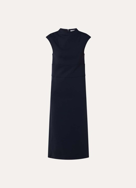 Max Mara Fatto midi jurk met steekzakken - voorkant 3 donkerblauw