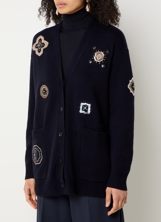 Max Mara Fijngebreid vest in kasjmierblend met strass