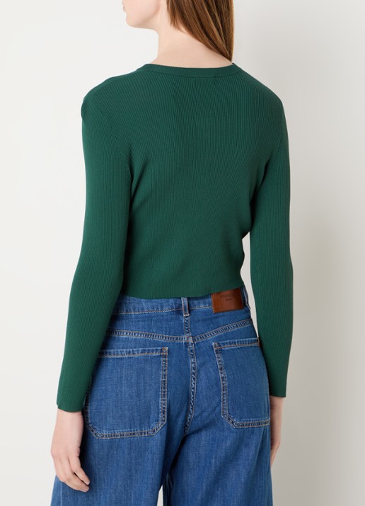 Max Mara Fijngebreid vest met ronde hals - achterkant 4 donkergroen