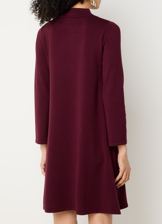 Max Mara Fijngebreide mini trui-jurk met opstaande kraag - achterkant bordeauxrood