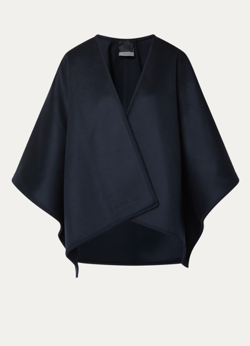 Max Mara Fijngebreide poncho in wolblend - voorkant 3 donkerblauw