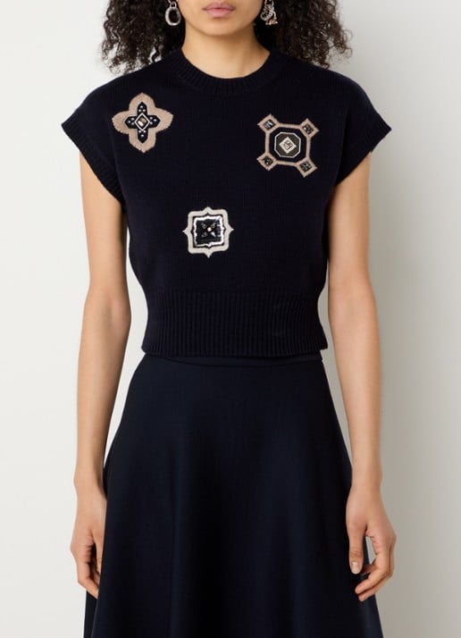 Max Mara Fijngebreide top in kasjmierblend met strass