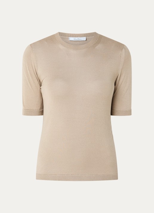 Max Mara Fijngebreide Top in kasjmierblend - voorkant 3 beige