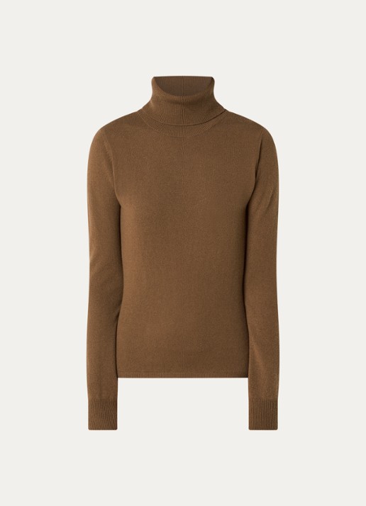 Max Mara Fijngebreide trui in kasjmierblend met col - voorkant 2 hazelnootbruin