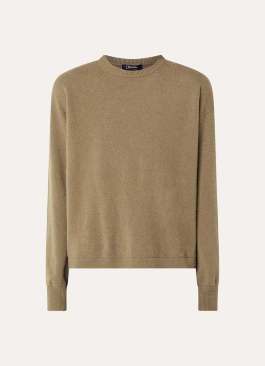 Max Mara Fijngebreide trui in kasjmierblend met stretch - voorkant 3 camel