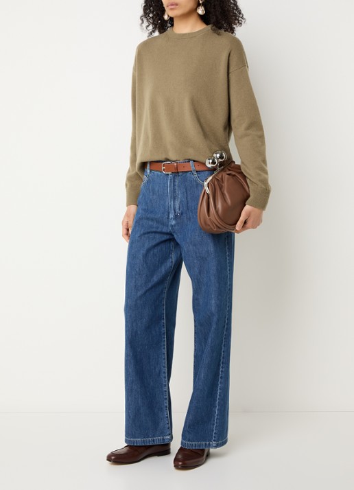 Max Mara Fijngebreide trui in kasjmierblend met stretch - voorkant 4 camel