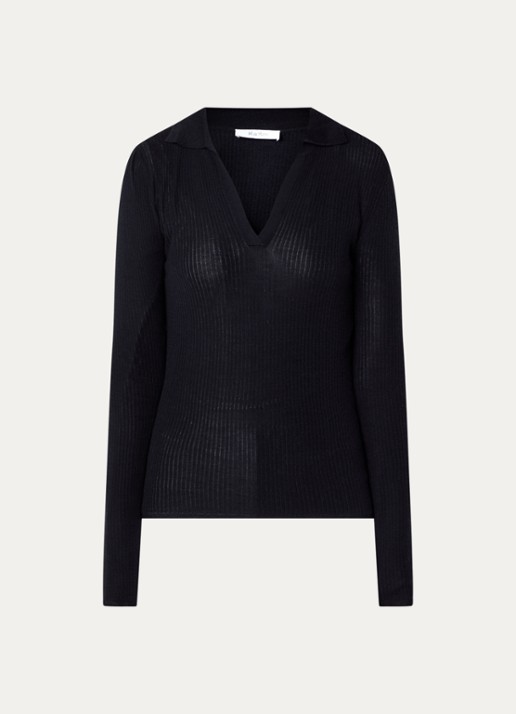 Max Mara Fijngebreide trui in kasjmierblend - voorkant 3 donkerblauw